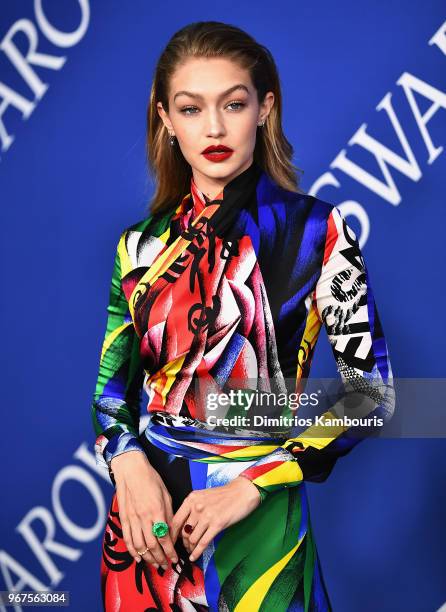Gigi Hadid attends the 2018 CFDA Fashion Awards at Brooklyn Museum on June 4, 2018 in New York City.
