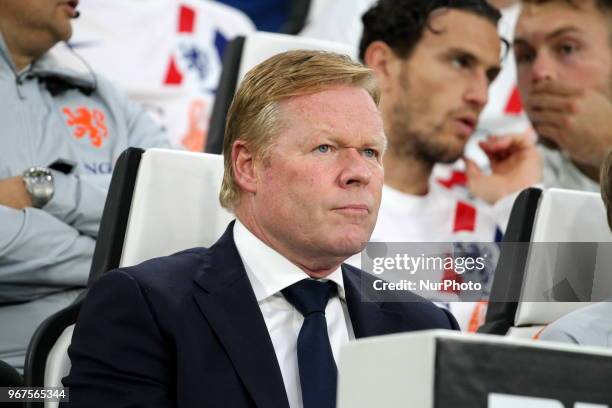 Ronald Koeman, head coach of Holland, before the friendly football match between Italy and Holland at Allianz Stadium on June 04, 2018 in Turin,...