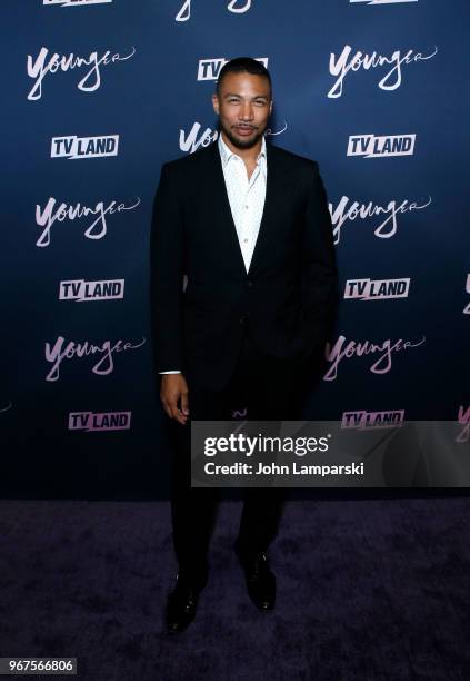 Charles Michael Davis attends "Younger" season 5 premiere party at Cecconi's Dumbo on June 4, 2018 in Brooklyn, New York.