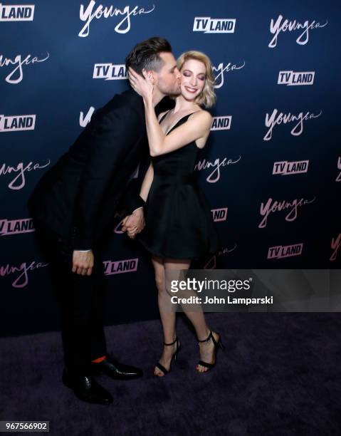 Nico Tortorella and Molly Bernard attend "Younger" season 5 premiere party at Cecconi's Dumbo on June 4, 2018 in Brooklyn, New York.