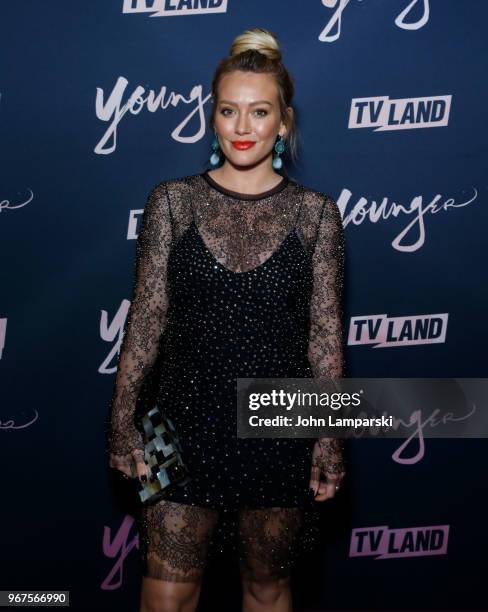 Hilary Duff attends "Younger" season 5 premiere party at Cecconi's Dumbo on June 4, 2018 in Brooklyn, New York.