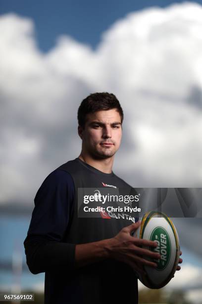 Jack Maddocks poses during an Australian Wallabies training session at Ballymore Stadium on June 5, 2018 in Brisbane, Australia.