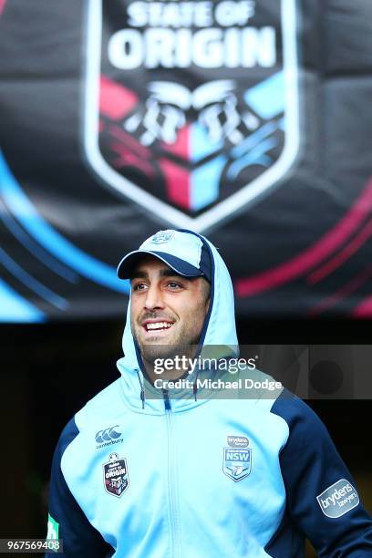 Paul Vaughan during a New South Wales Blues State of Origin Captain's Run at the Melbourne Cricket Ground on June 5, 2018 in Melbourne, Australia.