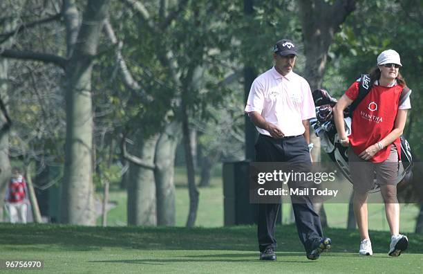 Indian golfer Jeev Milkha Singh during the Avantha Masters 2010 in Gurgaon in New Delhi on February 11, 2010.