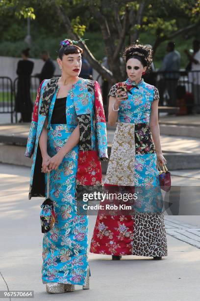 Mia Moretti and Stacey Bendet arrive for the 2018 CFDA Fashion Awards at Brooklyn Museum on June 4, 2018 in New York City.