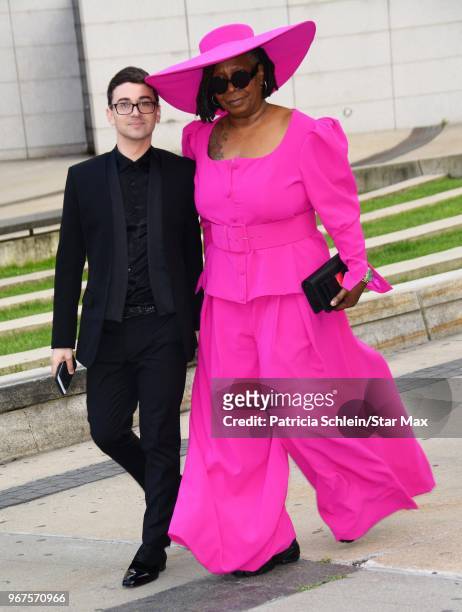 Christian Siriano and Whoopi Goldberg are seen on June 4, 2018 at the 2018 CFDA Fashion Awards in New York City.