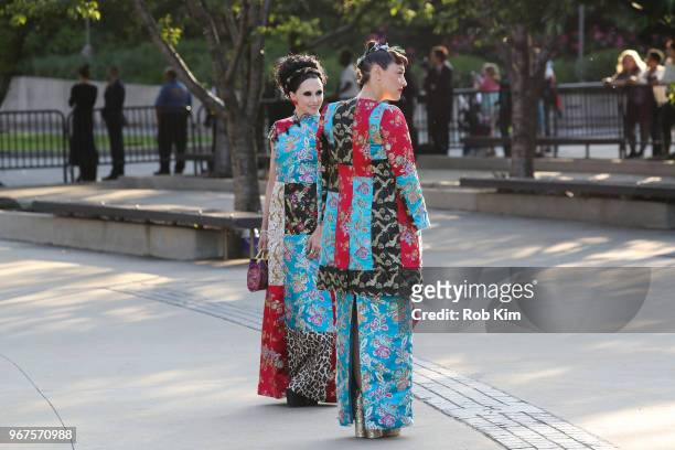 Mia Moretti and Stacey Bendet arrive for the 2018 CFDA Fashion Awards at Brooklyn Museum on June 4, 2018 in New York City.