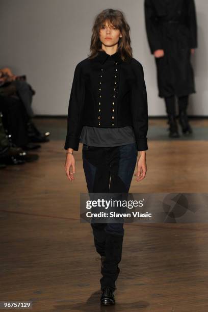 Model walks the runway at the Marc by Marc Jacobs Fall 2010 Fashion Show during Mercedes-Benz Fashion Week at the NY State Armory on February 16,...