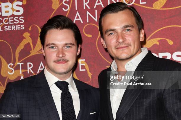 Actors Jack Reynor and Rupert Friend attend the premiere of CBS All Access' "Strange Angel" at Avalon on June 4, 2018 in Hollywood, California.