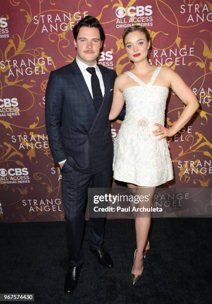Actors Jack Reynor and Bella Heathcote attend the premiere of CBS All Access' "Strange Angel" at Avalon on June 4, 2018 in Hollywood, California.