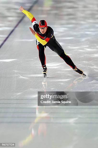 Jenny Wolf of Germany competes in the women's speed skating 500 m on day five of the Vancouver 2010 Winter Olympics at Richmond Olympic Oval on...