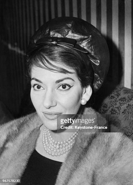 La cantatrice Maria Callas à la Royal Opera House à Londres, Royaume-Uni, le 16 février 1959.