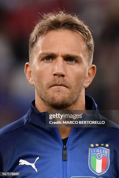 Italy's national team defender Domenico Criscito looks on during the international friendly football match between Italy and Netherlands at "Allianz...