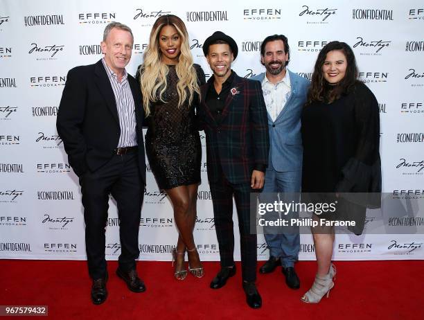 Spencer Beck, Laverne Cox, Wilson Cruz, Chris Gialanella. And Valerie Robles attend the Los Angeles Confidential Celebration for Portraits of Pride...