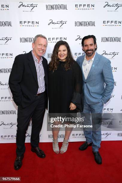 Spencer Beck, Valerie Robles, and Chris Gialanella attend the Los Angeles Confidential Celebration for Portraits of Pride with GLAAD and Laverne Cox...