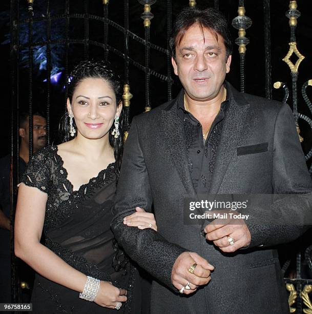 Sanjay and Maanyata Dutt at a party to celebrate their wedding anniversary in Mumbai on February 11, 2010.