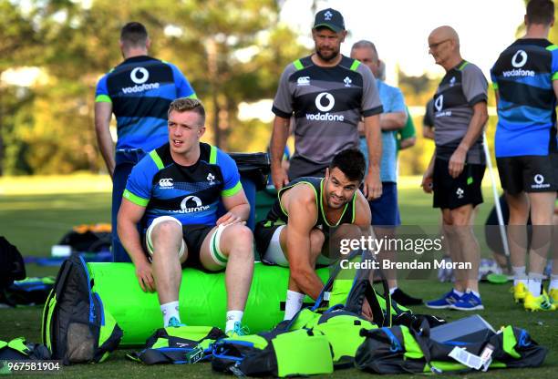 Queensland , Australia - 5 June 2018; Dan Leavy, left, and Conor Murray prepare for Ireland rugby squad training at Royal Pines Resort in Queensland,...