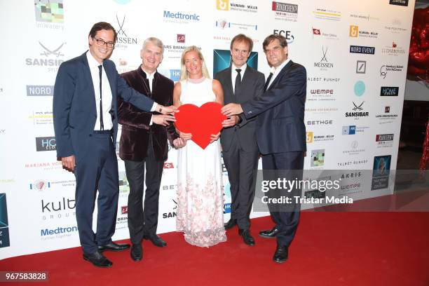 Stephan Willems, Hermann Reichenspurner, Barbara Karan, Eike Sebastian Debus and Stefan Blankenberg attend the Charity Gala 'Das Herz im Zentrum' on...