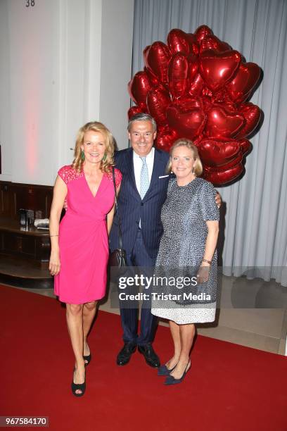 Katrin Aust, Cornelia Behrendt and her husband Michael Behrendt attend the Charity Gala 'Das Herz im Zentrum' on June 4, 2018 in Hamburg, Germany.