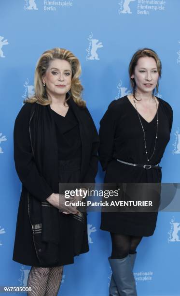Actress Catherine Deneuve and Producer Emmanuelle Bercot attend press conference for the movie 'Elle s'en va' during the 63rd Berlinale International...