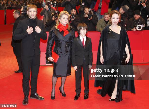 Catherine Deneuve, Nemo Schiffman, Emmanuelle Bercot, Paul Amy attend the premiere for the movie 'Elle s'en va' during the 63rd Berlinale...