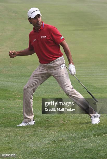 Indian golfer Jyoti Randhawa during the Avantha Masters 2010 in Gurgaon on February 12, 2010.