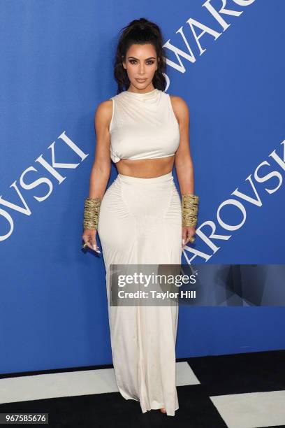 Kim Kardashian attends the 2018 CFDA Awards at Brooklyn Museum on June 4, 2018 in New York City.