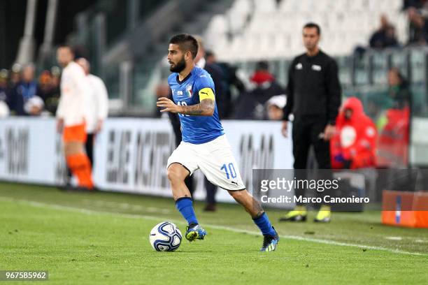 Lorenzo Insigne of Italy in action during the International Friendly match between Italy and Netherlands. The match ends in a 1-1 draw.