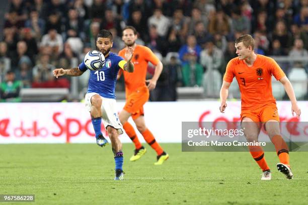 Lorenzo Insigne of Italy in action during the International Friendly match between Italy and Netherlands. The match ends in a 1-1 draw.