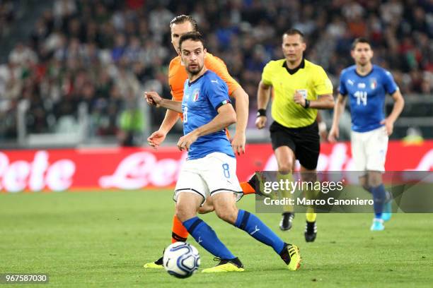 Giacomo Bonaventura of Italy in action during the International Friendly match between Italy and Netherlands. The match ends in a 1-1 draw.