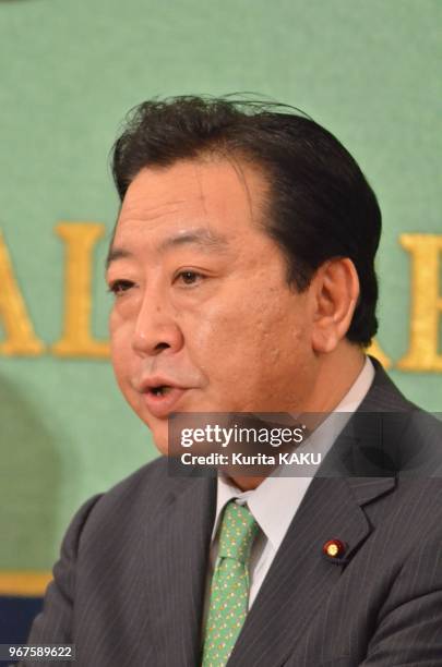 Japan's New Prime Minister Yoshihiko NODA at Japan National Press Club on August 29, 2011 in Tokyo in Japan.