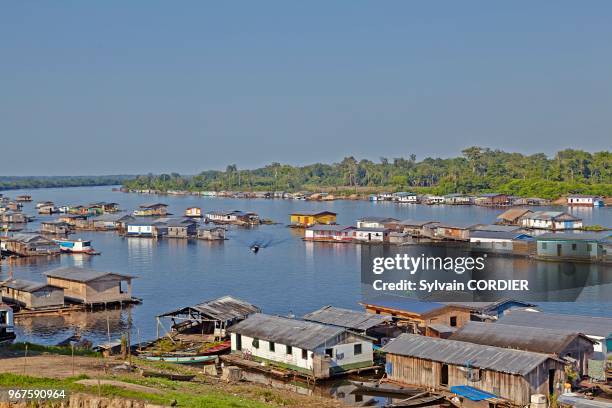 Amérique du Sud, Brésil,état d'Amazonas, bassin du fleuve Amazone, Tapaua, ville en partie flottante à la jonction du rio Purus et du rio Ipixuna.