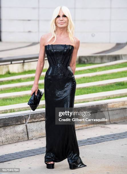 Fashion designer Donatella Versace is seen arriving to the 2018 CFDA Fashion Awards at Brooklyn Museum on June 4, 2018 in New York City.