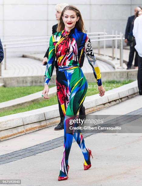 Model Gigi Hadid is seen arriving to the 2018 CFDA Fashion Awards at Brooklyn Museum on June 4, 2018 in New York City.