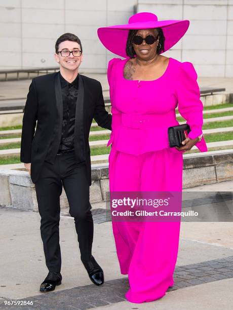 Fashion designer Christian Siriano and actress Whoopi Goldberg are seen arriving to the 2018 CFDA Fashion Awards at Brooklyn Museum on June 4, 2018...