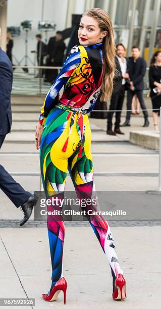 Model Gigi Hadid is seen arriving to the 2018 CFDA Fashion Awards at Brooklyn Museum on June 4, 2018 in New York City.