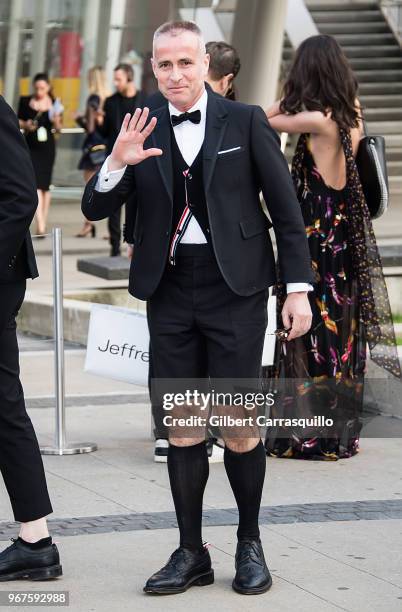 Fashion designer Thom Browne is seen arriving to the 2018 CFDA Fashion Awards at Brooklyn Museum on June 4, 2018 in New York City.