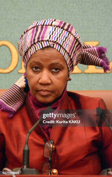 Conférence de presse de madame Phumzile Mlambo-Ngcuka, directrice exécutive de ONU Femme au 'Japan National Press Club' le 28 Mars 2014 à Tokyo,...