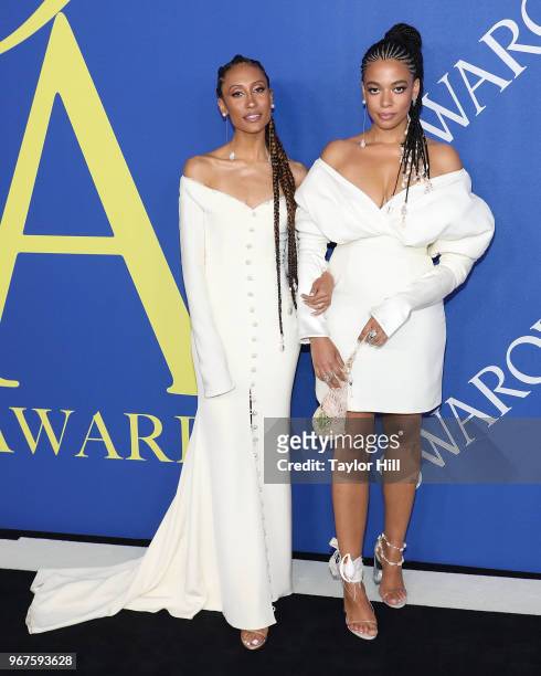 Elaine Welteroth and Aurora James attend the 2018 CFDA Awards at Brooklyn Museum on June 4, 2018 in New York City.