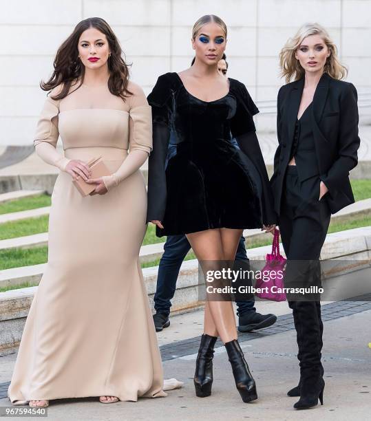Models Ashley Graham, Jasmine Sanders and Elsa Hosk are seen arriving to the 2018 CFDA Fashion Awards at Brooklyn Museum on June 4, 2018 in New York...