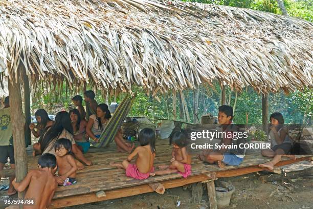 Amérique du Sud, Brésil,état d'Amazonas, bassin du fleuve Amazone, indiens Apurina, dans la case.