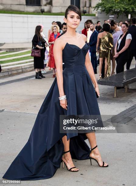 Actress Nina Dobrev is seen arriving to the 2018 CFDA Fashion Awards at Brooklyn Museum on June 4, 2018 in New York City.