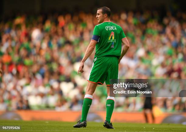 Dublin , Ireland - 2 June 2018; John O'Shea of Republic of Ireland during the Three International Friendly between Republic of Ireland and USA at the...