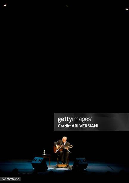 Brazilian musician Joao Gilberto performs during his presentation late at night on August 24, 2008 at the Teatro Municipal in Rio de Janeiro. Joao...
