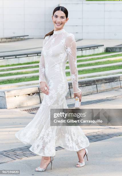 Model Lily Aldridge is seen arriving to the 2018 CFDA Fashion Awards at Brooklyn Museum on June 4, 2018 in New York City.