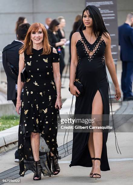 Fashion designer Nicole Miller and model Chanel Iman are seen arriving to the 2018 CFDA Fashion Awards at Brooklyn Museum on June 4, 2018 in New York...