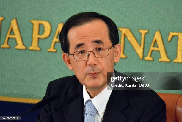 Press conference by The Bank of Japan's Governor Masaaki Shirakawa at Japan National Press Club on February 17, 2012 in Tokyo Japan.