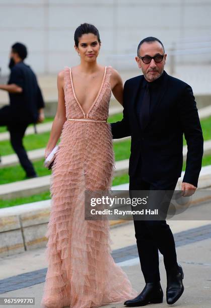 Sara Sampaio and designer Giles Mendel are seen in Brooklyn on June 4, 2018 in New York City.