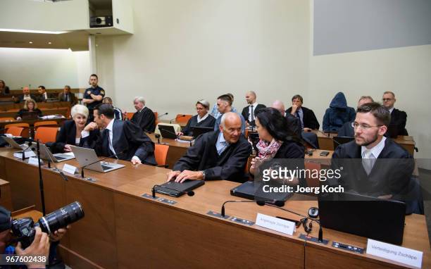 Anja Sturm, Wolgang Stahl, Hermann Borchert and Mathias Grasel, lawyers of main defendant Beate Zschaepe , and co-defendants Ralf Wohlleben , Andre...