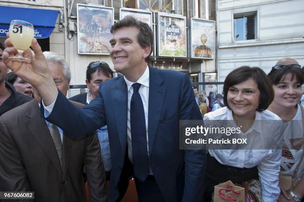 French Minister of Productive Recovery Arnaud Montebourg in Marseille to support Socialist candidate Arlette Carlotti for 2012 parliamentary...